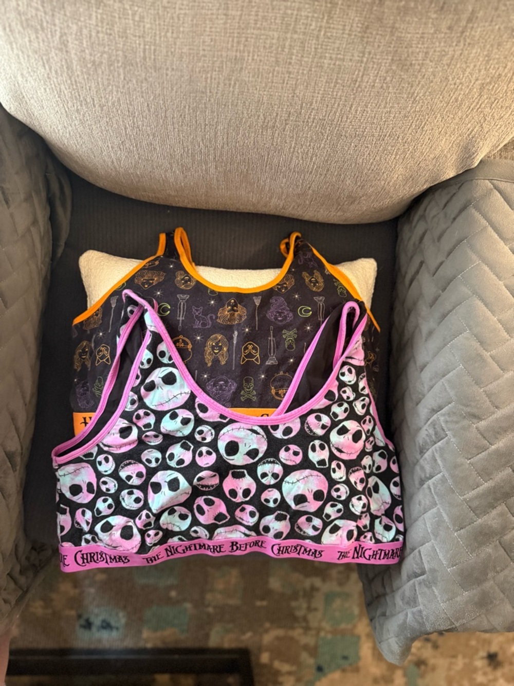 Nightmare before christmas and hocus pocus sports bra